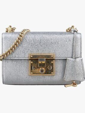 Gucci Padlock Silver Leather Handbag